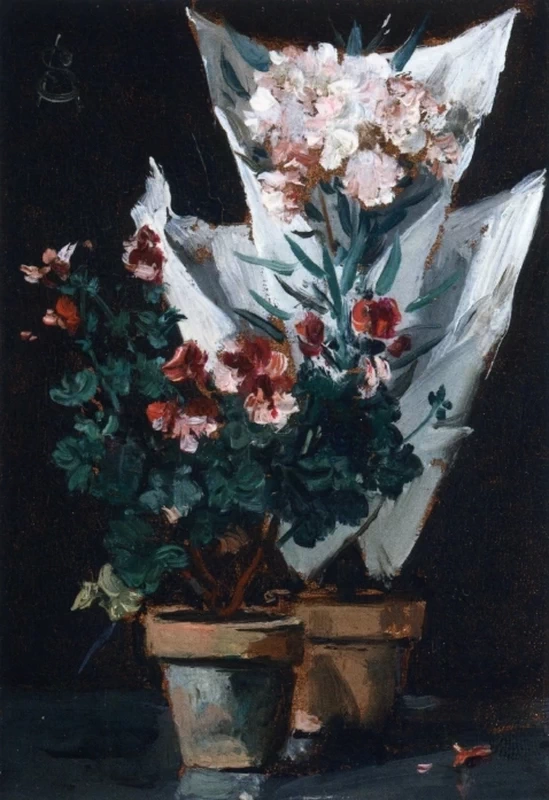Alfred Émile Stevens - 128, Natura morta con gerani in vaso